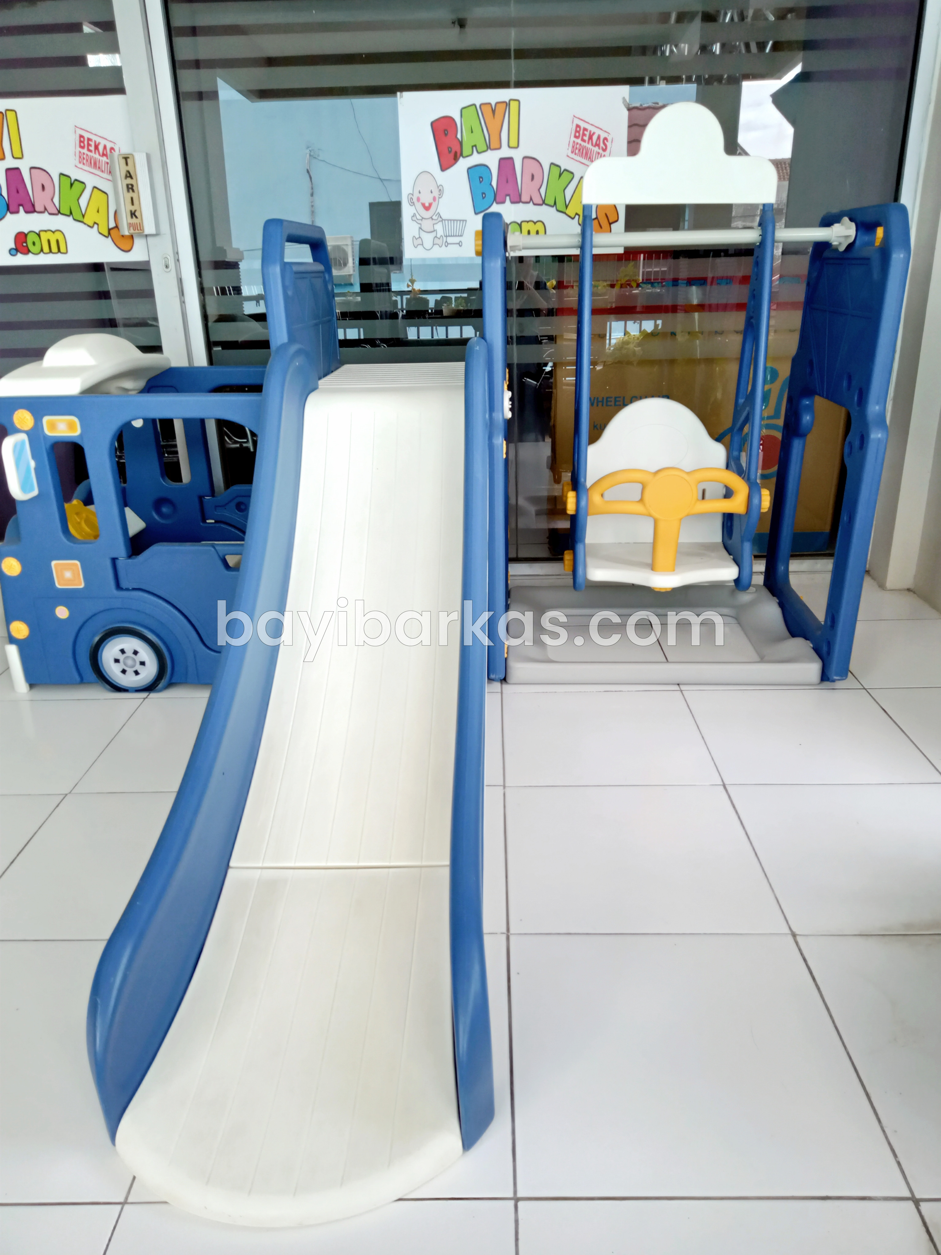 (SEWA MAINAN) 3in1 TAYO BUS Slide & Swing Perosotan Anak + ayunan 