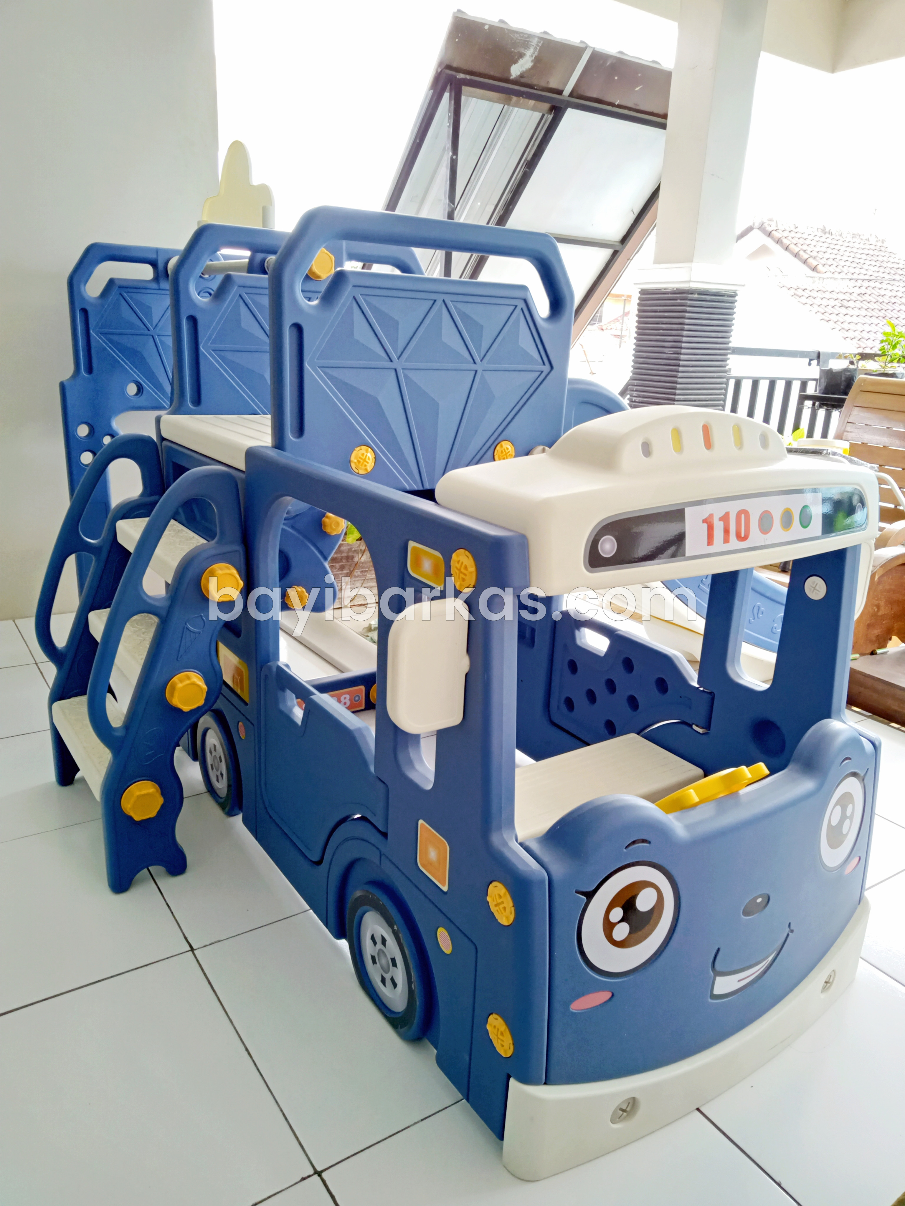 (SEWA MAINAN) 3in1 TAYO BUS Slide & Swing Perosotan Anak + ayunan 