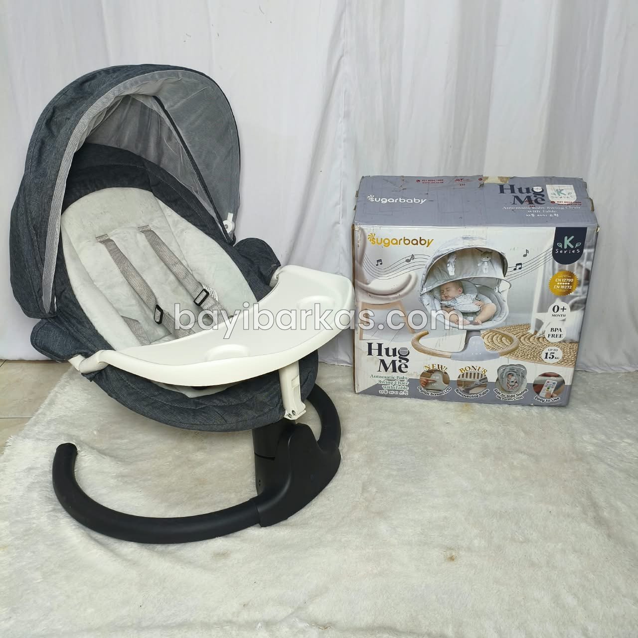 Baby Swing Automatic SUGAR BABY 'HUG ME' Abu-Abu *2nd (BP.MA)