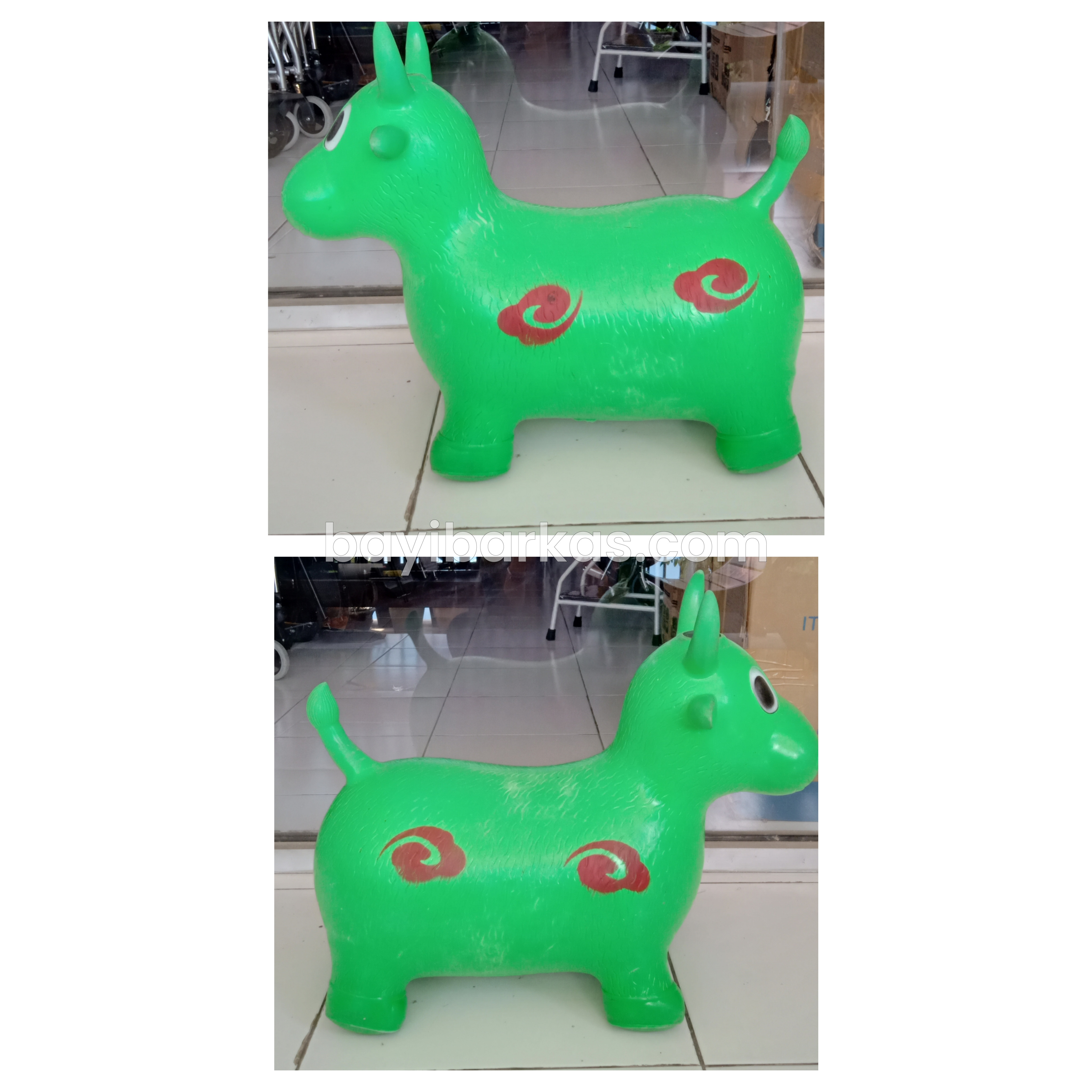 Mainan boneka sapi karet warna Hijau*Second