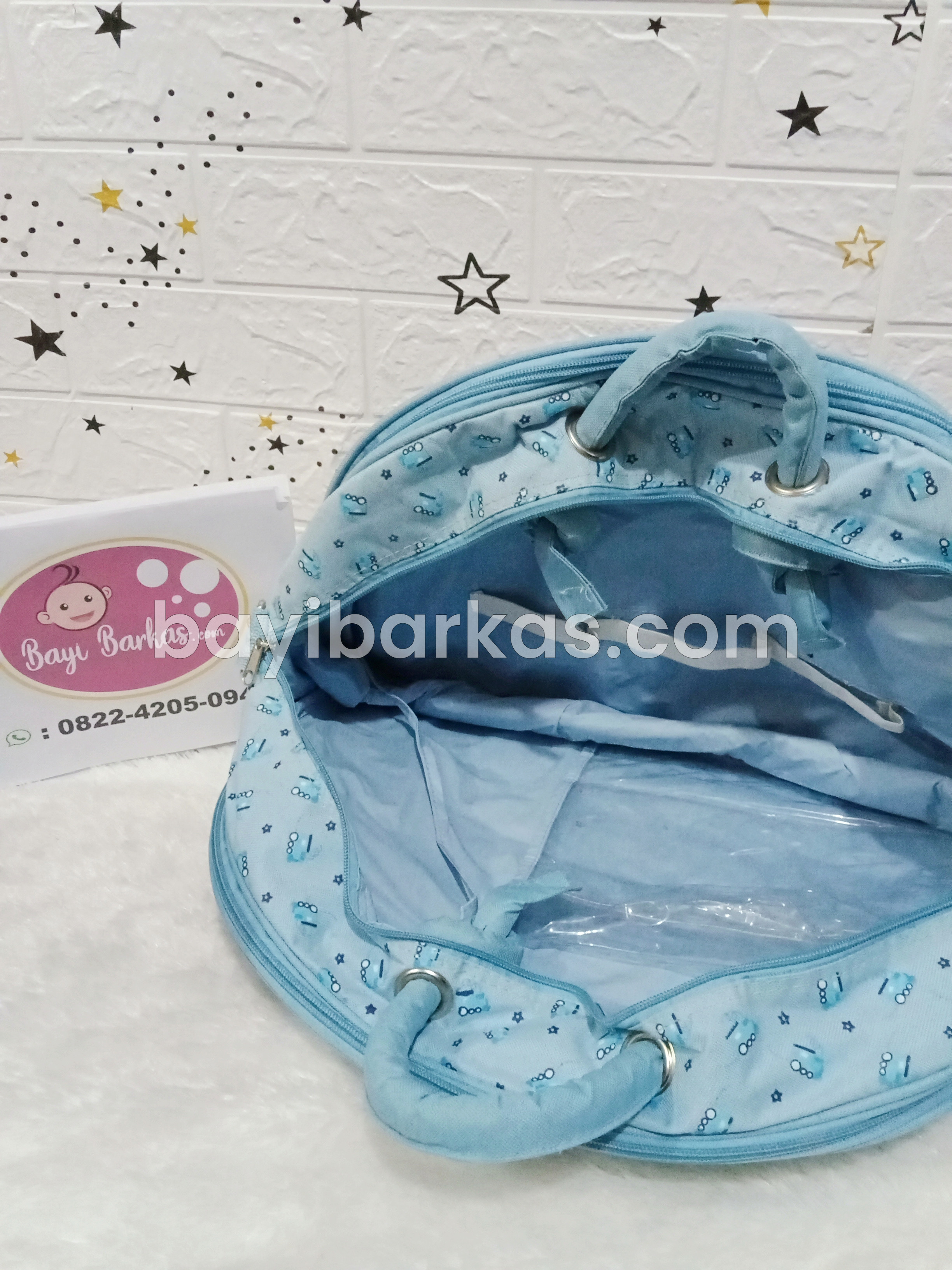 Tas Pergi Bayi kanvas warna biru muda *EX-KADO